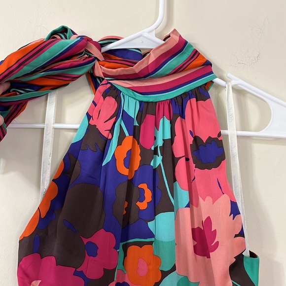 Shoshanna Floral Print Halter Top Neck Tie Dress - Picture 2 of 9